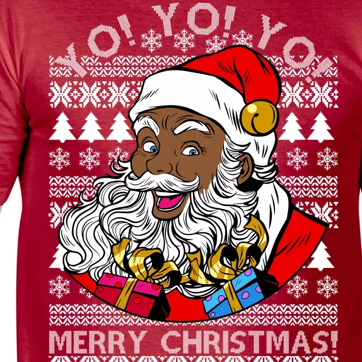 Yo Yo Yo Ho Ho Ho Black Santa Claus Ugly Christmas Comfort Colors T-Shirt