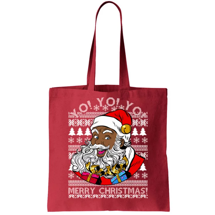 Yo Yo Yo Ho Ho Ho Black Santa Claus Ugly Christmas Tote Bag