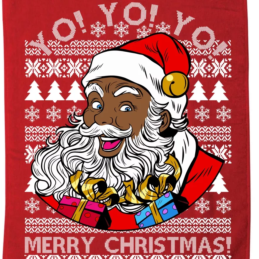 Yo Yo Yo Ho Ho Ho Black Santa Claus Ugly Christmas Platinum Collection Golf Towel