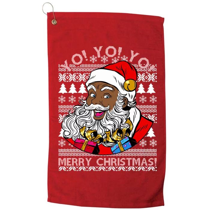 Yo Yo Yo Ho Ho Ho Black Santa Claus Ugly Christmas Platinum Collection Golf Towel