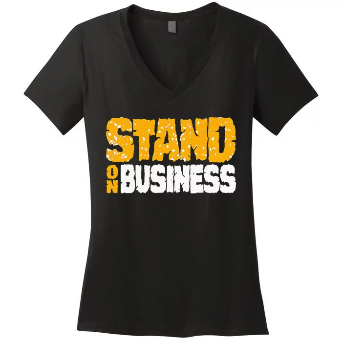 Yellow Ochre Black White Color Match Women's V-Neck T-Shirt