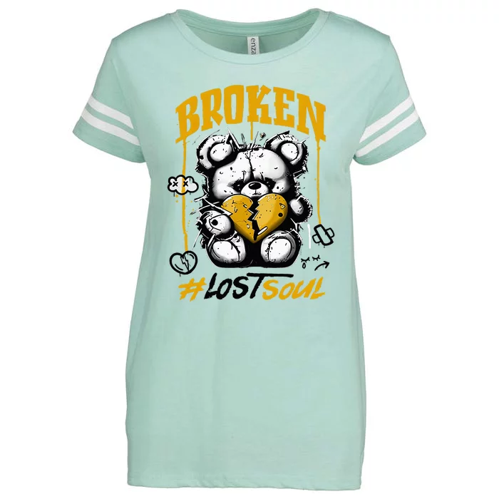 Yellow Ochre Black White Color Match Enza Ladies Jersey Football T-Shirt