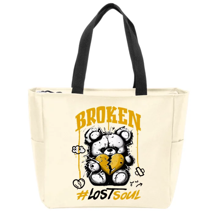 Yellow Ochre Black White Color Match Zip Tote Bag