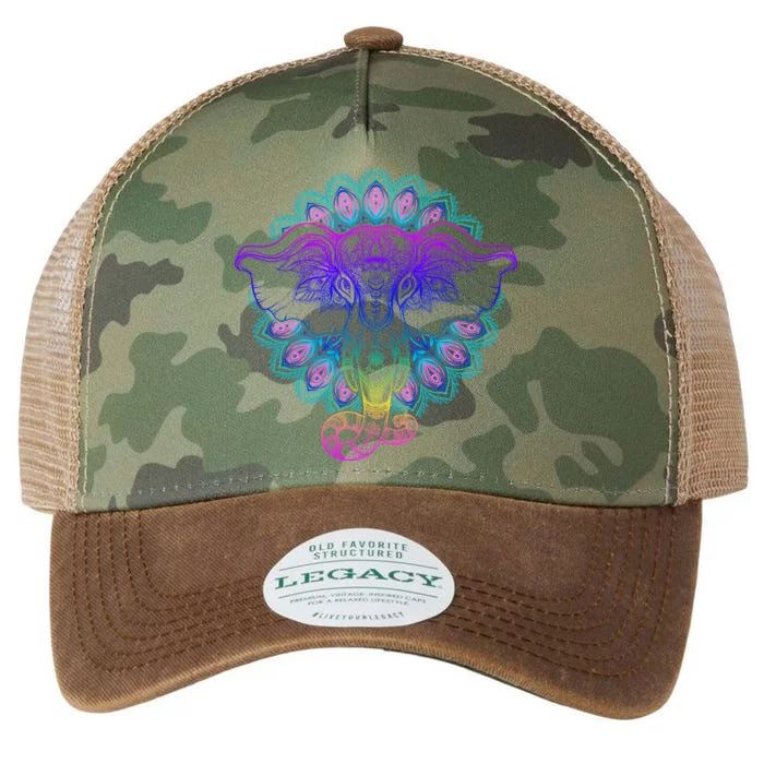 Yoga Elephant Aesthetic Ornate Stylized Legacy Tie Dye Trucker Hat