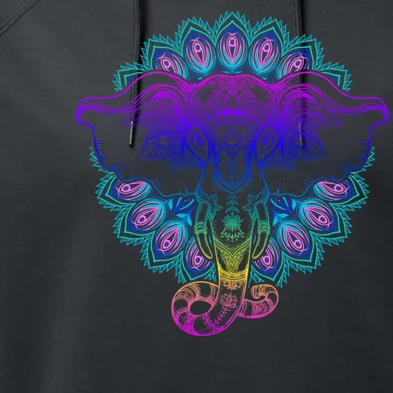 Yoga Elephant Aesthetic Ornate Stylized Performance Fleece Hoodie