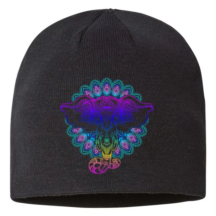 Yoga Elephant Aesthetic Ornate Stylized 8 1/2in Sustainable Knit Beanie