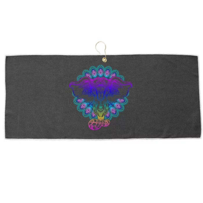 Yoga Elephant Aesthetic Ornate Stylized Large Microfiber Waffle Golf Towel