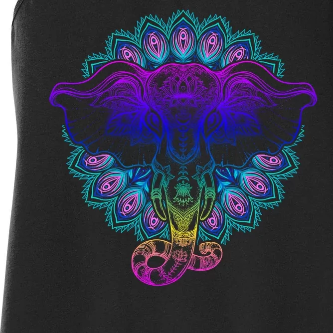 Yoga Elephant Aesthetic Ornate Stylized Women's Racerback Tank