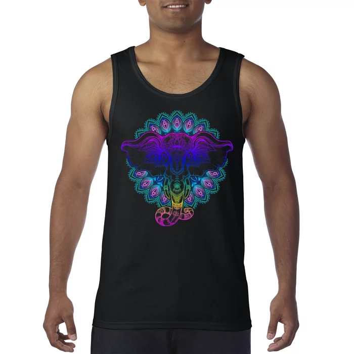 Yoga Elephant Aesthetic Ornate Stylized Tank Top