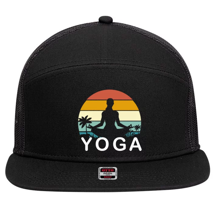 Yoga In Paradise Sunset Retro Vibes 7 Panel Mesh Trucker Snapback Hat