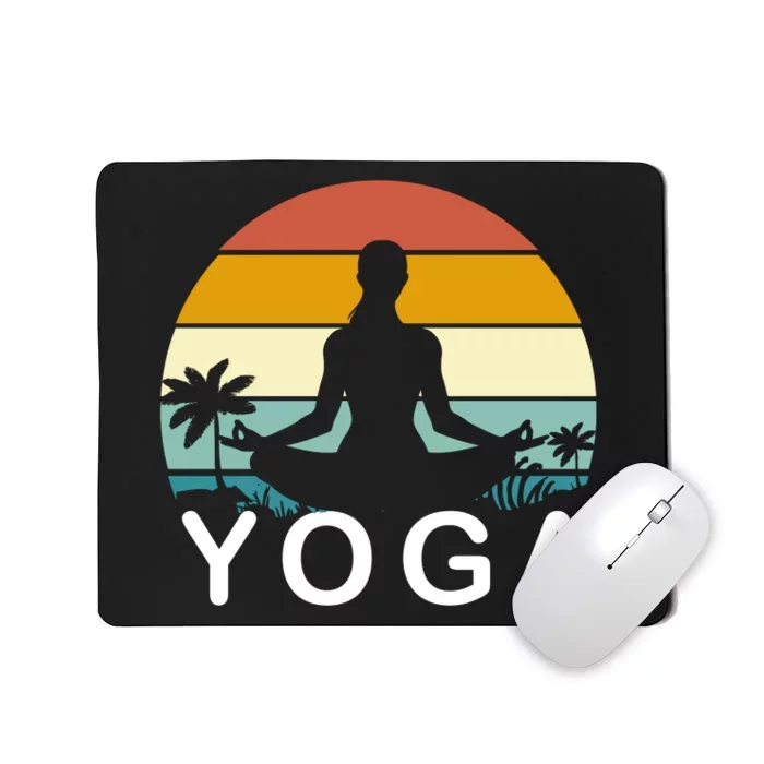 Yoga In Paradise Sunset Retro Vibes Mousepad