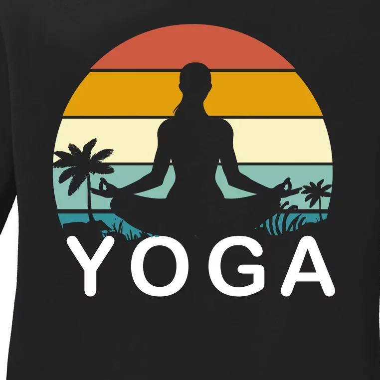 Yoga In Paradise Sunset Retro Vibes Ladies Long Sleeve Shirt