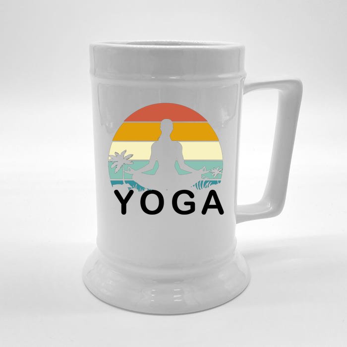 Yoga In Paradise Sunset Retro Vibes Front & Back Beer Stein