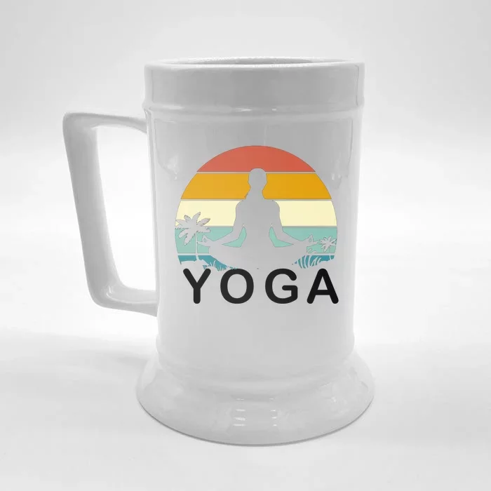 Yoga In Paradise Sunset Retro Vibes Front & Back Beer Stein