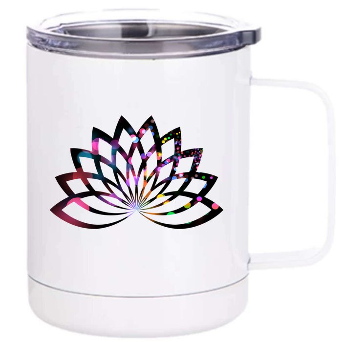 Yoga Outfit Lotus Flower Colorful Lights Meditation New Age Gift Front & Back 12oz Stainless Steel Tumbler Cup