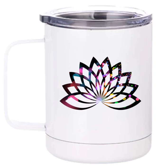 Yoga Outfit Lotus Flower Colorful Lights Meditation New Age Gift Front & Back 12oz Stainless Steel Tumbler Cup