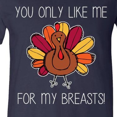 You Only Like Me For The Breasts Funny Turkey V-Neck T-Shirt