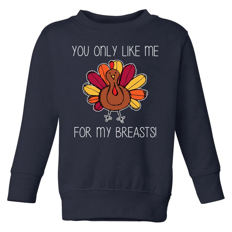 You Only Like Me For The Breasts Funny Turkey Toddler Sweatshirt