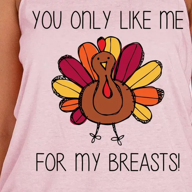 You Only Like Me For The Breasts Funny Turkey Women's Knotted Racerback Tank