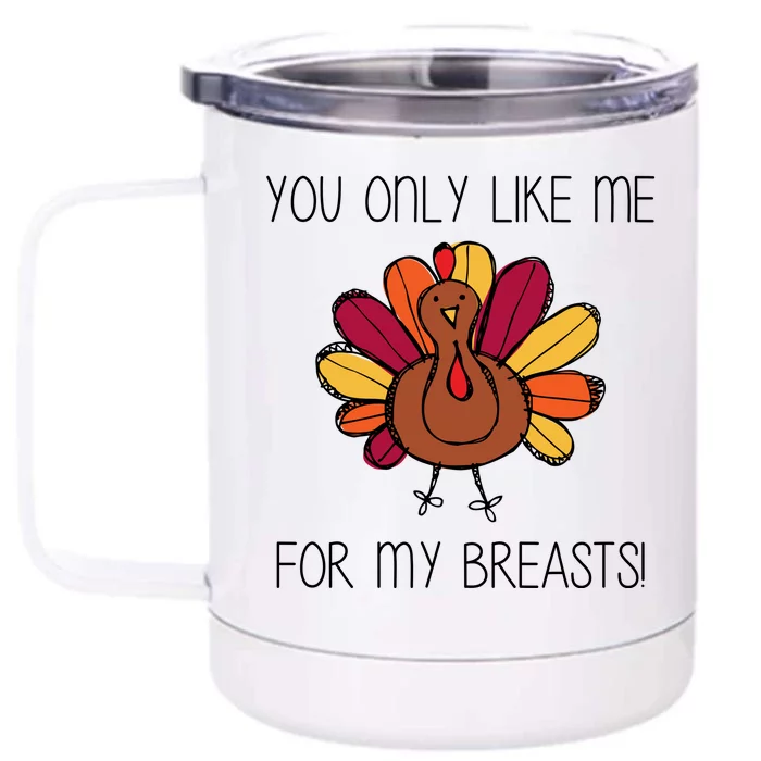 You Only Like Me For The Breasts Funny Turkey Front & Back 12oz Stainless Steel Tumbler Cup