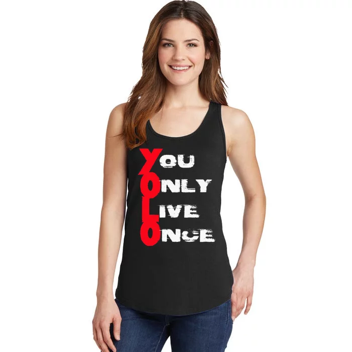 You Only Live Once Motivation Quote Inspiration Ladies Essential Tank