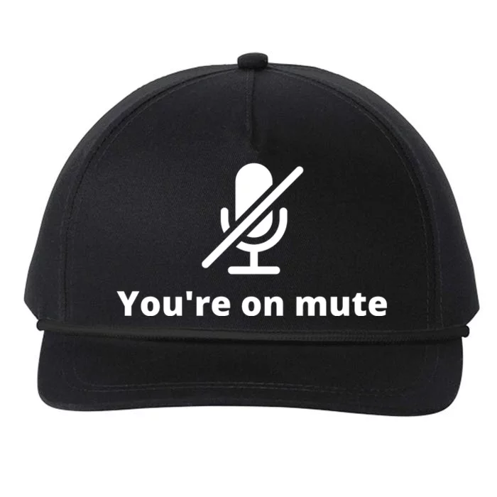 You're On Mute, Black And White Snapback Five-Panel Rope Hat