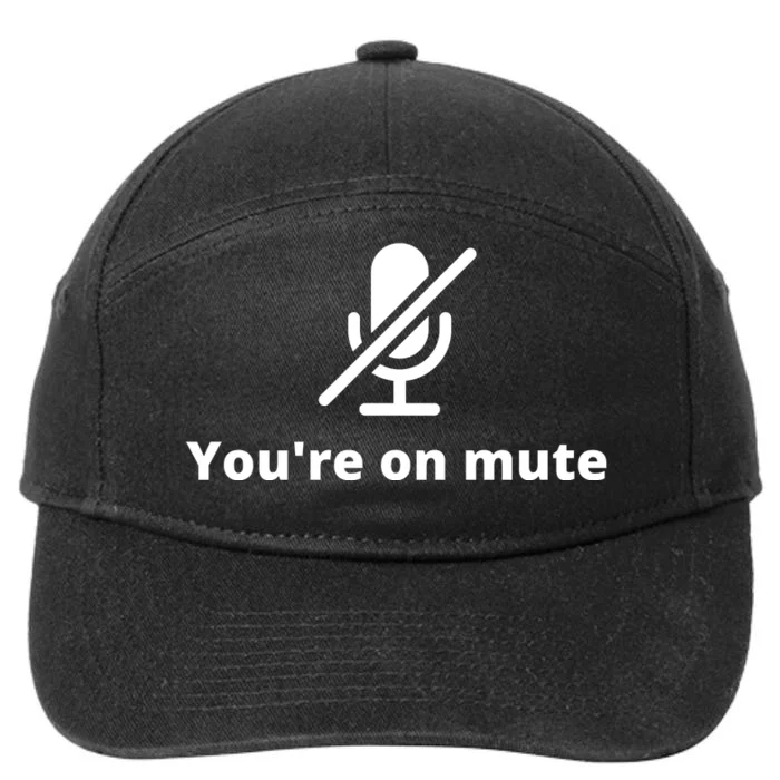 You're On Mute, Black And White 7-Panel Snapback Hat