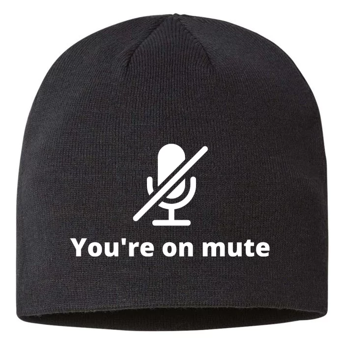 You're On Mute, Black And White 8 1/2in Sustainable Knit Beanie