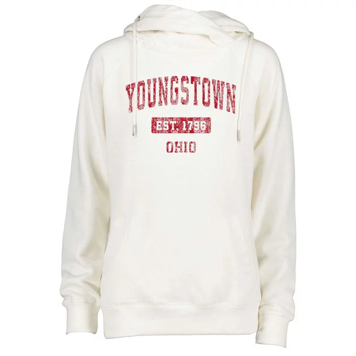 Youngstown Ohio Oh Vintage Sports Design Red Design Womens Funnel Neck Pullover Hood