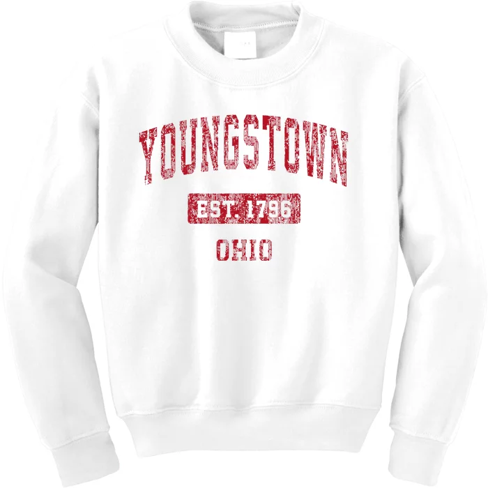 Youngstown Ohio Oh Vintage Sports Design Red Design Kids Sweatshirt