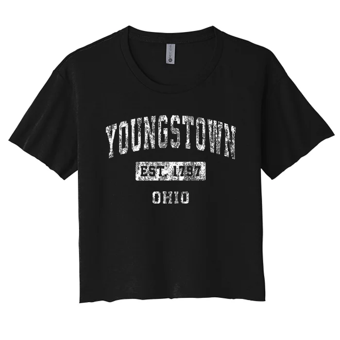 Youngstown Ohio Oh Vintage Established Sports Women's Crop Top Tee