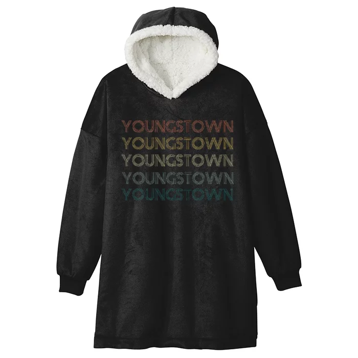 Youngstown Ohio Pride Vintage State Retro 70s Ohio Hooded Wearable Blanket