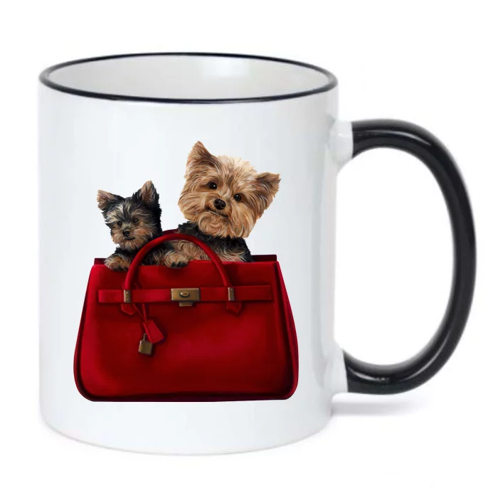 Yorki Dogs in Bag Black Color Changing Mug