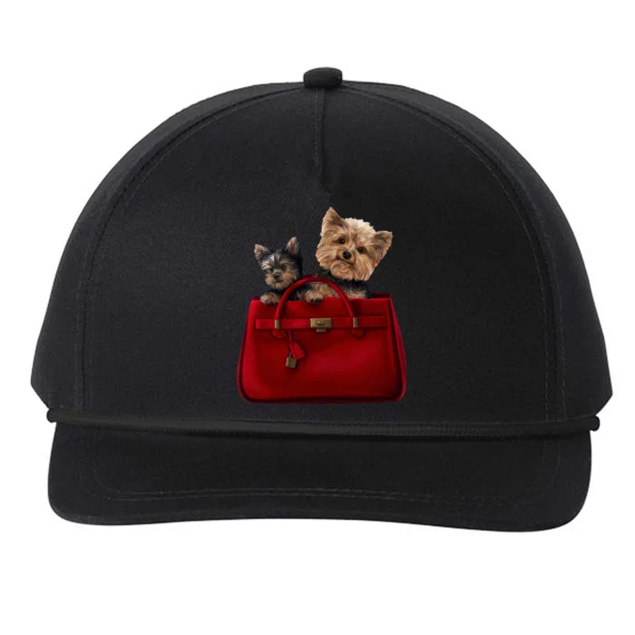 Yorki Dogs in Bag Snapback Five-Panel Rope Hat