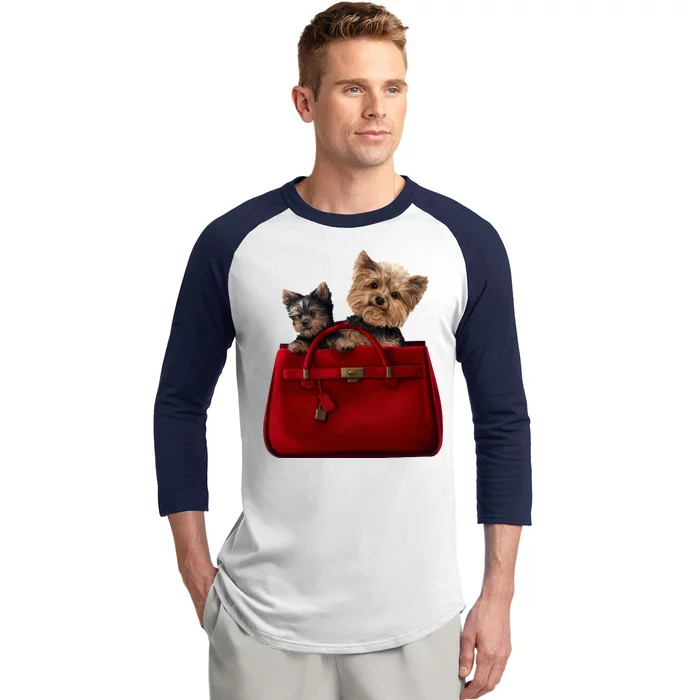 Yorki Dogs in Bag Baseball Sleeve Shirt