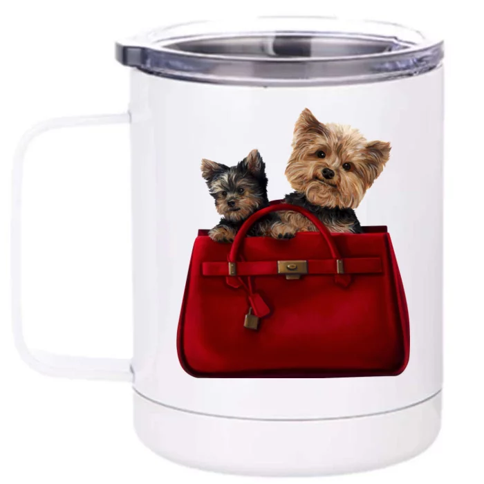 Yorki Dogs in Bag Front & Back 12oz Stainless Steel Tumbler Cup