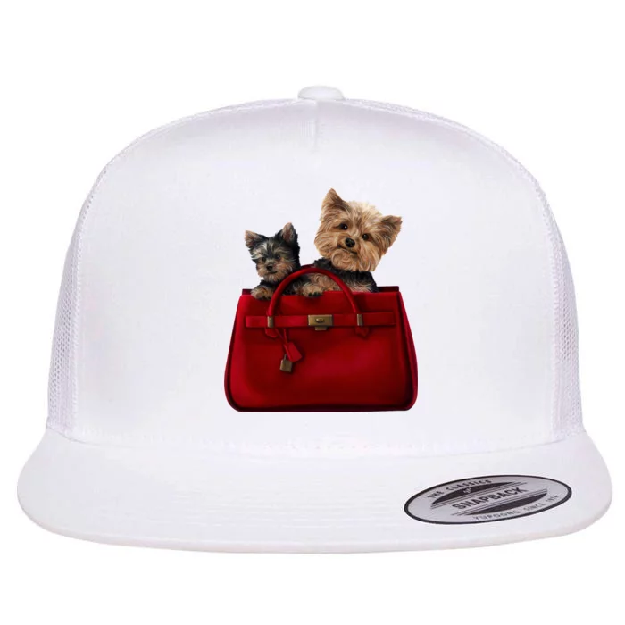 Yorki Dogs in Bag Flat Bill Trucker Hat