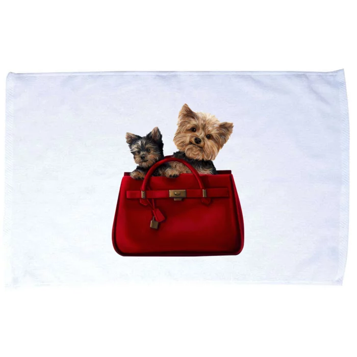 Yorki Dogs in Bag Microfiber Hand Towel