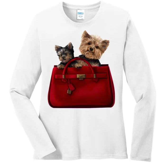 Yorki Dogs in Bag Ladies Long Sleeve Shirt