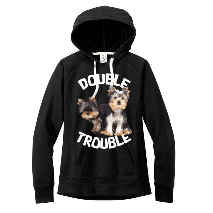 Yorkie Double Trouble Women's Fleece Hoodie