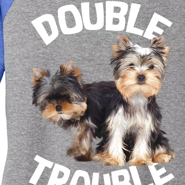 Yorkie Double Trouble Women's Tri-Blend 3/4-Sleeve Raglan Shirt