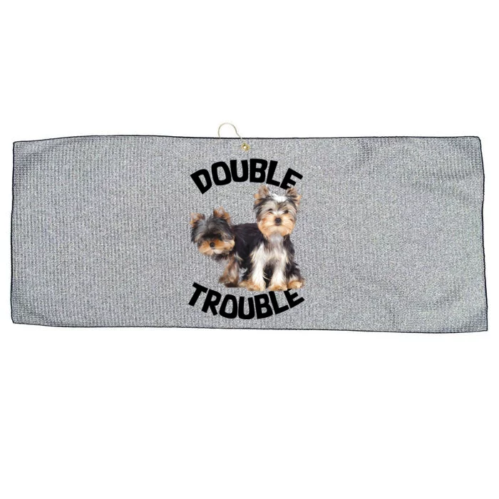 Yorkie Double Trouble Large Microfiber Waffle Golf Towel