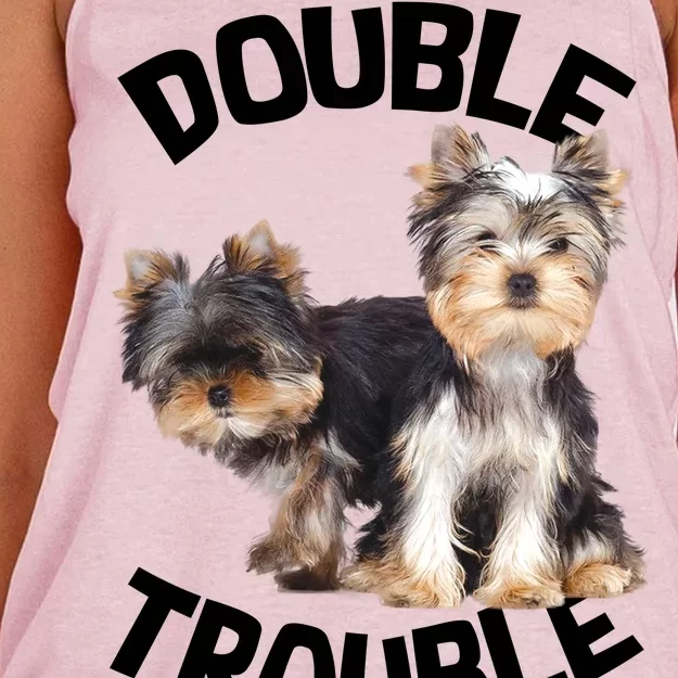 Yorkie Double Trouble Women's Knotted Racerback Tank