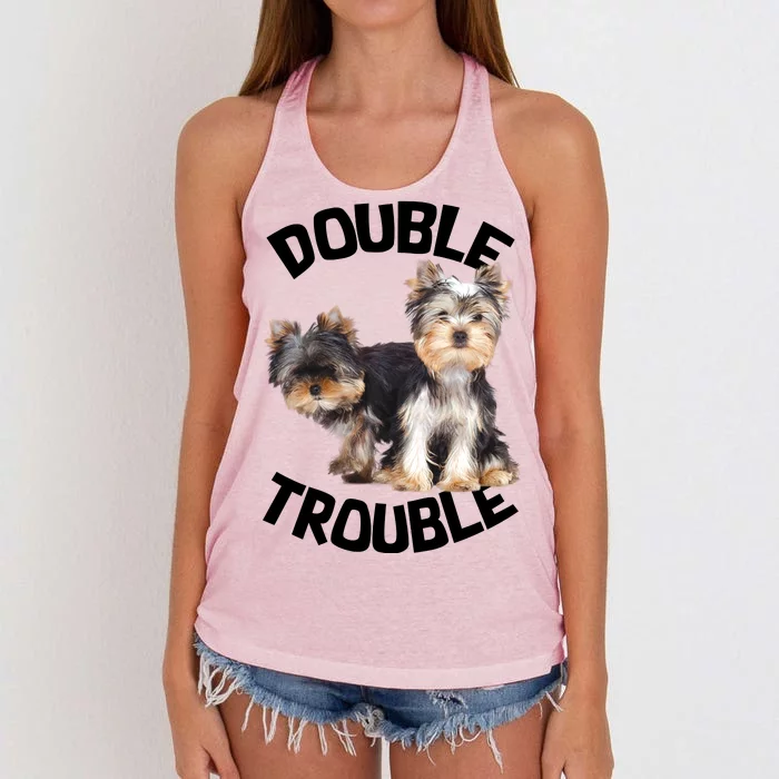 Yorkie Double Trouble Women's Knotted Racerback Tank