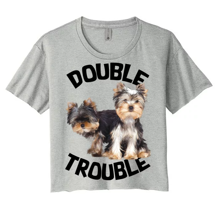 Yorkie Double Trouble Women's Crop Top Tee