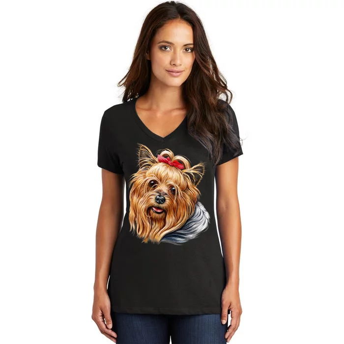 Yorkie Girl Women's V-Neck T-Shirt