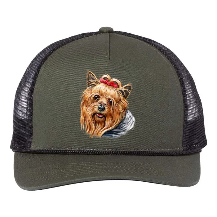 Yorkie Girl Retro Rope Trucker Hat Cap