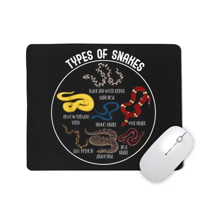 Ypes Of Snakes Educational Serpent 7 Different Snake Mousepad