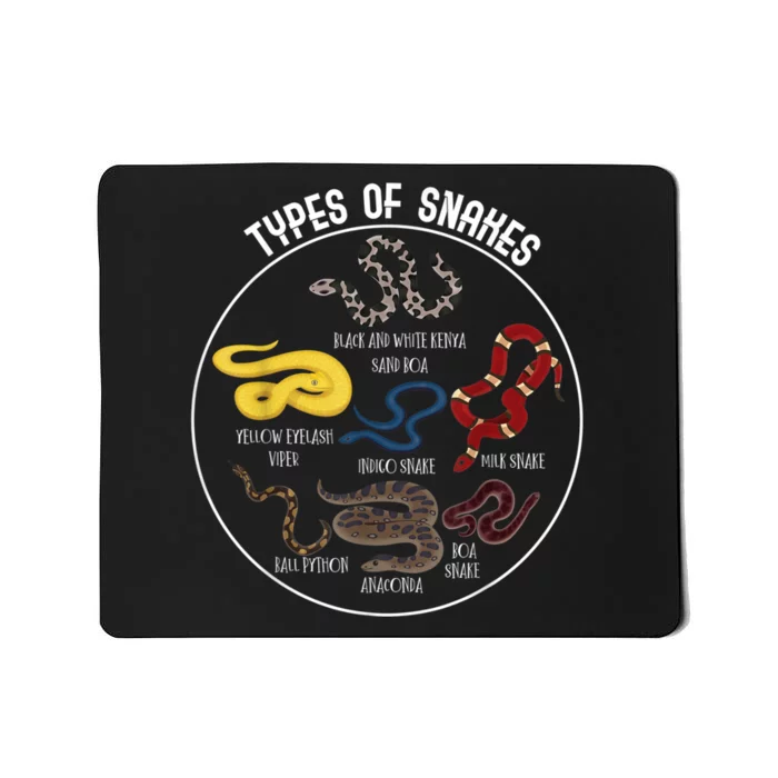 Ypes Of Snakes Educational Serpent 7 Different Snake Mousepad