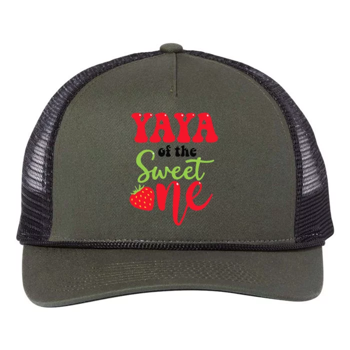 Yaya Of The Sweet One Strawberry Summer First Birthday Retro Rope Trucker Hat Cap